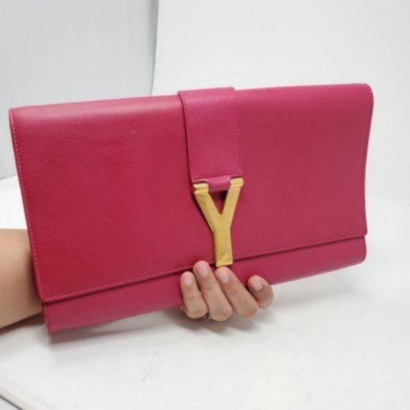 Authentic Saint Laurent Pink Gold Hardware Clutch - Picture 2 of 16
